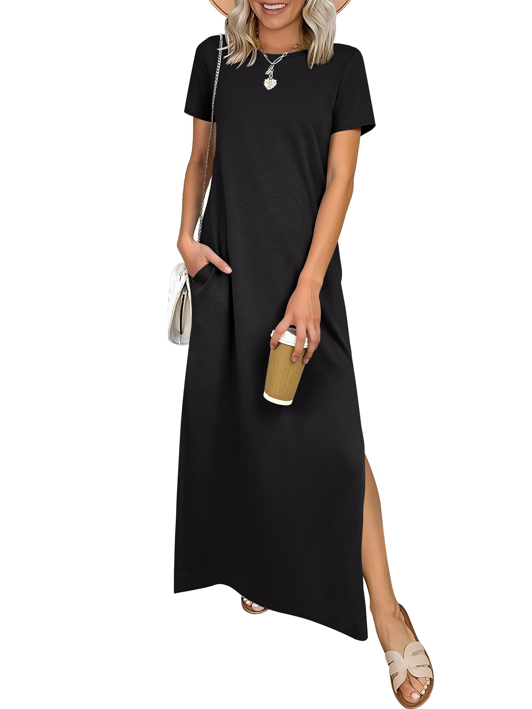 ANRABESS Womens Summer Maxi Dresses Wrinkle Free with Pockets