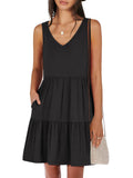 ANRABESS Womens Summer Casual Tank Dress Sleeveless V Neck T Shirt Sundress Flowy Tiered Swing Mini Beach Vacation Dresses