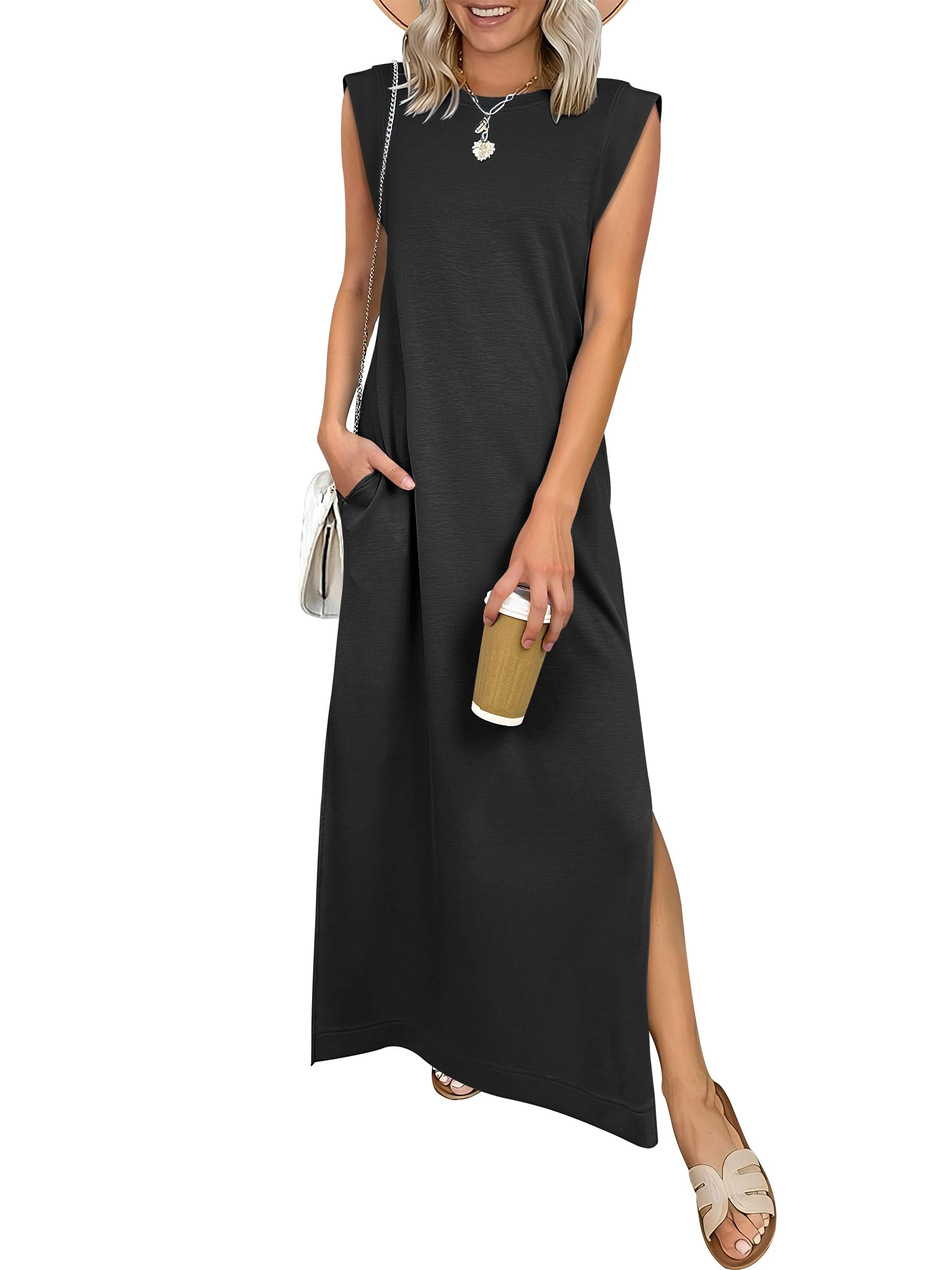 ANRABESS Womens Summer Maxi Dresses Wrinkle Free Sundress with Pockets