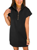 ANRABESS Womens Summer Casual Half Zip Cap Sleeve Trendy Wrinkle-Free Tshirt Dress 2026 Spring Beach Vacation Short Dresses