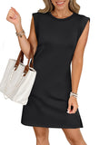 ANRABESS Women Wrinkle Free Summer Sleeveless Mini Dress with Pockets