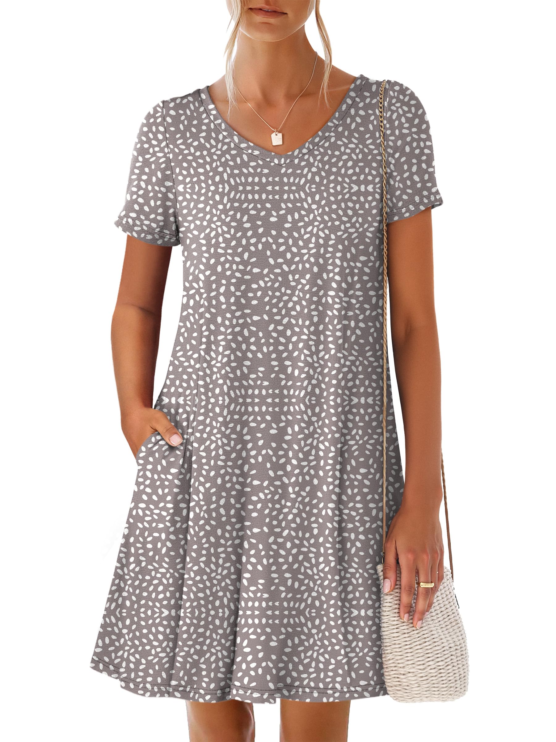 ANRABESS Women's Summer T Shirt Short Dress with Pockets
